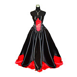 Black and Red Satin Gothic O Dress with Sheer Sleeves – Story Of O Series [G361]
