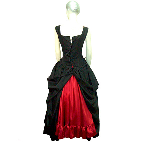 The Story Of O Black and Red Taffeta Corset Gown [G001]