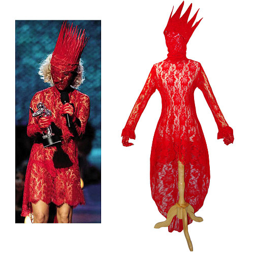 Lady Gaga Red Lace Dress Cosplay – Iconic Awards Outfit Costume [G1063]