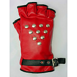 Tekken Kazuya Mishima Red Faux Leather Cosplay Gloves – Studded Fighting Style [G576]