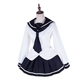 Handmade Polyester School Uniform Navy & White Long Sleeve Sailor Set [G1660]