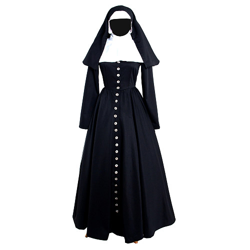 Sexy Nun-Inspired Cotton Cosplay Sissy Maid Dress with Open Back – Crossdressing Roleplay Outfit [G883]