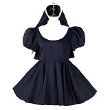 Fondcosplay Sissy Crossdressing Black Cotton Nun Costume Dress with Headpiece [G2236]