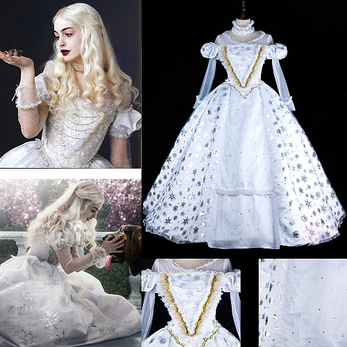 White Queen Satin Medieval Gown Cosplay Dress – Alice in Wonderland [G1474]