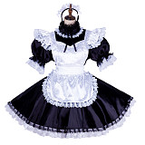 Handmade Lockable Sissy Maid Dress – Black & White Satin Crossdressing Outfit [G1775]