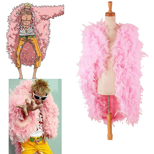 One Piece Donquixote Doflamingo Pink Feather Coat Cosplay Costume [G1334]