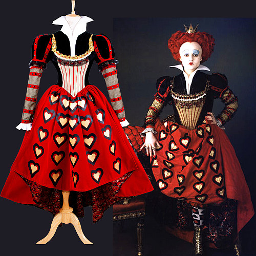 Red Queen Alice in Wonderland Velvet Cosplay Costume with Bloomers [G1400]