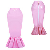 Fondcosplay Lockable Sissy Maid Mermaid Skirt Pink Heavy PVC Crossdressing Outfit [G3890]