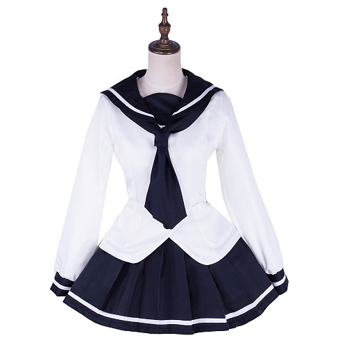 Handmade Polyester School Uniform Navy & White Long Sleeve Sailor Set [G1660]