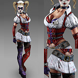 Batman: Arkham Asylum GOTY Harley Quinn Satin Cosplay Costume [G944]