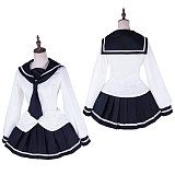 Handmade Polyester School Uniform Navy & White Long Sleeve Sailor Set [G1660]