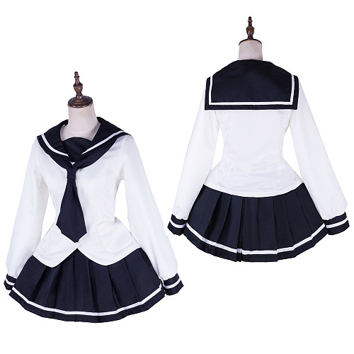 Handmade Polyester School Uniform Navy & White Long Sleeve Sailor Set [G1660]