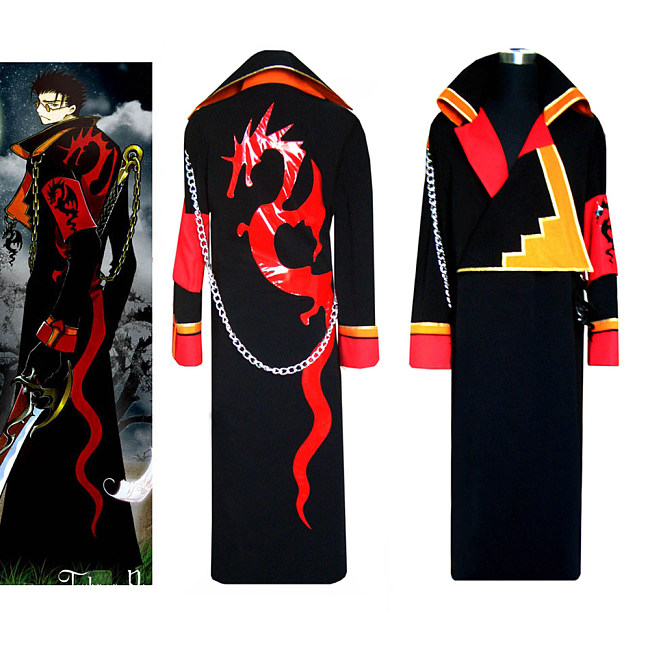 Train Heartnet Black Cat Cosplay Costume - Red Dragon Cloak Anime Outfit Tailor-Made[CB005]