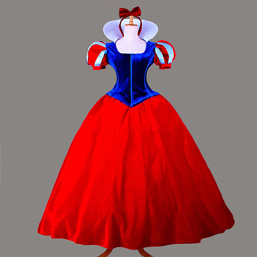 Snow White Princess Dress for Girls - Classic Disney-Inspired Costume with Cape and Headband Custom-Made[CB219]