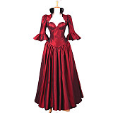 Dark Red Taffeta The Story Of O Corset Gown – Handmade Transformation Dress [G156]