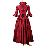 Dark Red Taffeta The Story Of O Corset Gown – Handmade Transformation Dress [G156]