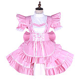 Lockable Pink PVC Sissy Maid Dress – Custom Handmade Frilly Cosplay Costume [G1650]