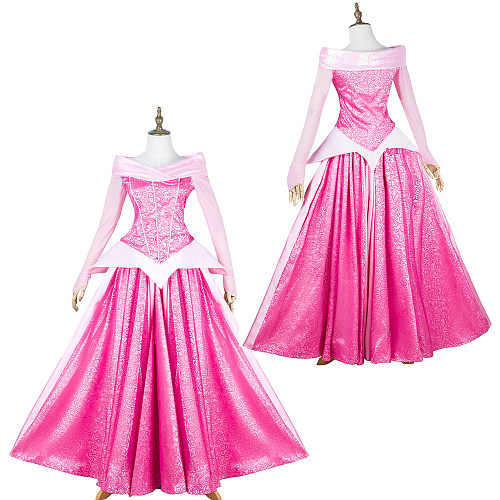 Custom Handmade Disney Princess Aurora Pink Satin Gown – Sleeping Beauty Cosplay Dress [G1808]