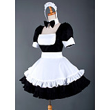 Handmade Black & White Sissy Maid Cosplay Dress with Lace-Up Back [G861]