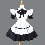 Lockable Short Cotton Sissy Maid Dress with Ruffled Apron – Handmade Crossdressing Outfit [CK432]
