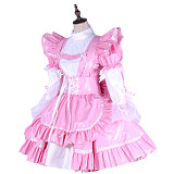 Lockable Pink PVC Sissy Maid Dress – Custom Handmade Frilly Cosplay Costume [G1650]