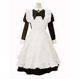 Black and White Long Sleeve Cotton Lockable Sissy Maid Dress [CK013]