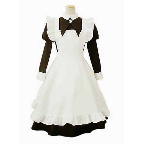 Black and White Long Sleeve Cotton Lockable Sissy Maid Dress [CK013]