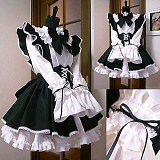 Black and White Cotton Lockable Sissy Maid Dress with Lace and Ruffles [CK011]
