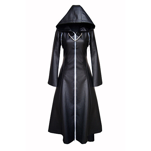 Kingdom Hearts Organization XIII Black Faux Leather Hooded Cosplay Coat [CK015]