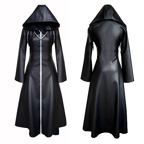 Kingdom Hearts Organization XIII Black Faux Leather Hooded Cosplay Coat [CK015]