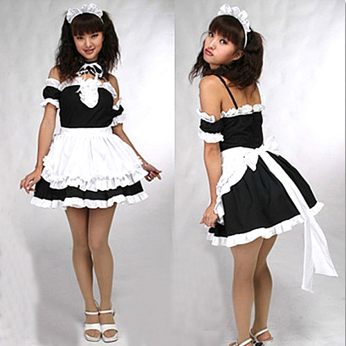 Black and White Cotton Lockable Sissy Maid Dress [CK048]