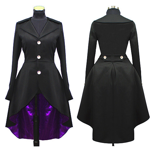 Visual Kei Gothic Tailcoat in Black Suit Fabric with Purple Lining [CK173]