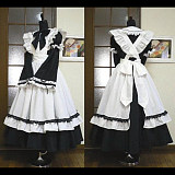 Black and White Cotton Sissy Maid Long Dress – Lockable Handmade Crossdressing Costume [CK170]