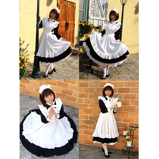 White and black Lockable Cotton Sissy Maid Dress with Apron – Handmade Crossdressing Outfit [CK355]