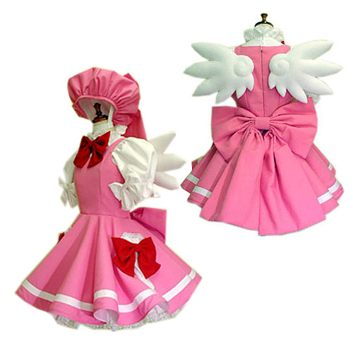 Cardcaptor Sakura Classic Pink Battle Dress with Angel Wings and Bow [CK831]