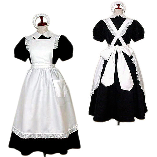 Lockable Cotton French Sissy Maid Dress with Short Sleeves and Lace Apron – Handmade Crossdressing Costume [CK816]