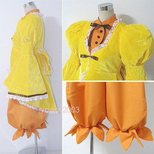 Kanaria Yellow Velvet Cosplay Dress with Orange Bloomers from Rozen Maiden [CK777]