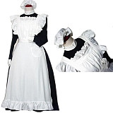 Lockable Long Cotton French Sissy Maid Dress with White Apron – Handmade Classic Costume [CK813]