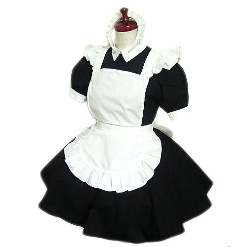 Lockable Short Cotton Classic Sissy Maid Dress with Ruffled Apron – Handmade Crossdressing Costume [CK763]
