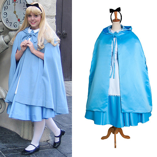 Alice in Wonderland Cosplay Sissy Maid Dress in Blue Satin with Apron and Bow [CK370]