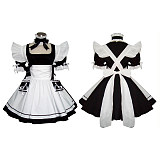 Lockable Cotton Sissy Maid Dress with Ruffled Apron and Decorative Pockets – Handmade Crossdressing Costume [CK830]