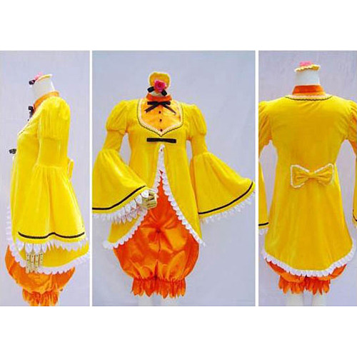 Kanaria Yellow Velvet Cosplay Dress with Orange Bloomers from Rozen Maiden [CK766]