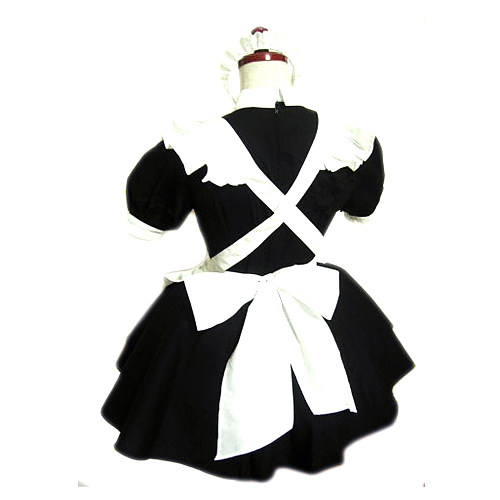 Lockable Short Cotton Classic Sissy Maid Dress with Ruffled Apron – Handmade Crossdressing Costume [CK763]