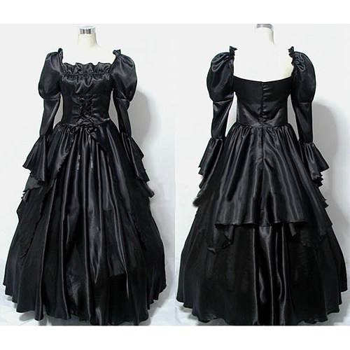 Suigintou Black Satin Gothic Cosplay Dress from Rozen Maiden [CK805]