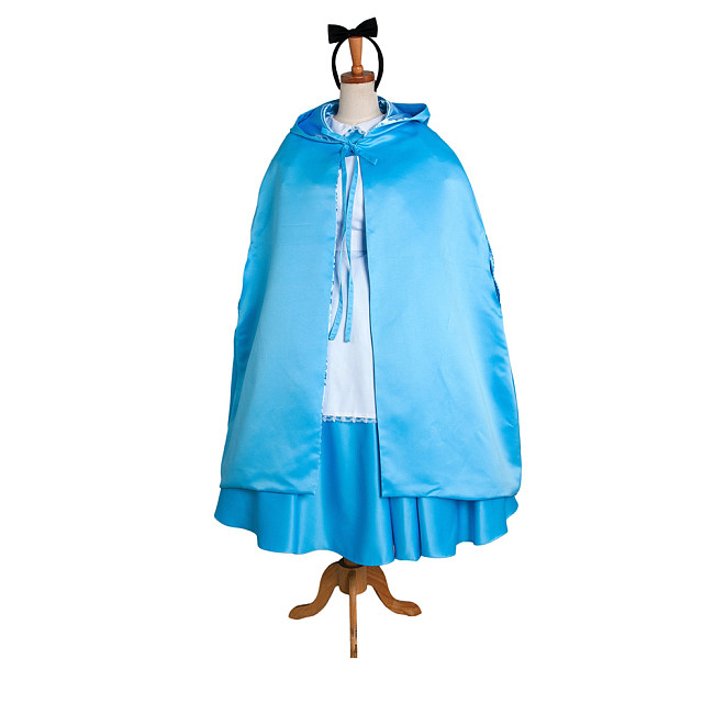 Sissy Maid Dress in Blue Satin with Apron and Bow [CK370]