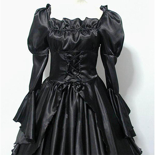 Suigintou Black Satin Gothic Cosplay Dress from Rozen Maiden [CK805]