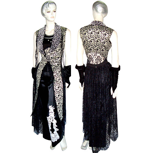 Visual Kei Gothic Aristocrat Costume in Black Satin and Brocade [CK692]