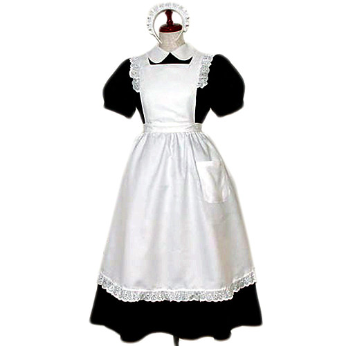 Lockable Cotton French Sissy Maid Dress with Short Sleeves and Lace Apron – Handmade Crossdressing Costume [CK816]