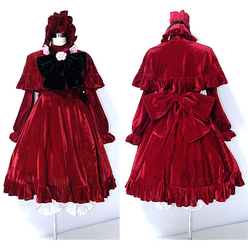 Shinku Red Velvet Gothic Doll Cosplay Dress Set from Rozen Maiden [CK768]