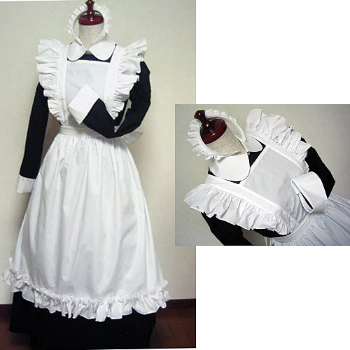 Lockable Cotton Sissy Maid Dress with White Ruffled Apron – Handmade Crossdressing Outfit [CK814]